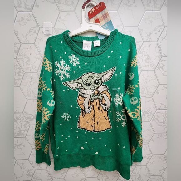 Nwt Unisex Star Wars Grogu Mandalorian Christmas Holiday Sweater, Size SM - Picture 1 of 6
